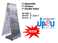 Premium Double-Sided OUTDOOR X Banner Stand with Water Fill Base 24"x63-71" 