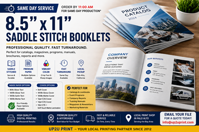 Same Day Rush Printing Saddle Stitch Booklet 8.5" x 11"