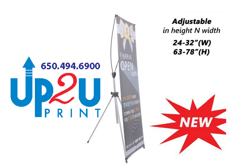 NEW and Premium Adjustable X Banner Stand Portable Oxford Bag 23"x63" to 32"x78" 
